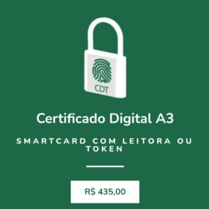 Certificado Digital A3 Smartcard com Leitora ou Token (Validade 2 Anos)