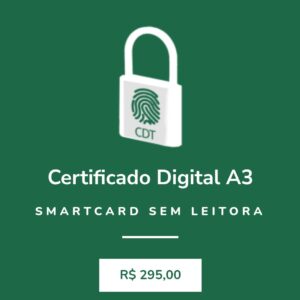 Certificado Digital A3 Smartcard sem leitora (Validade 2 Anos)