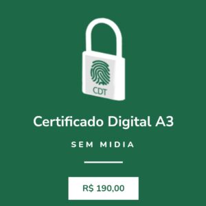 Certificado Digital A3 Sem midia (Validade 2 Anos)