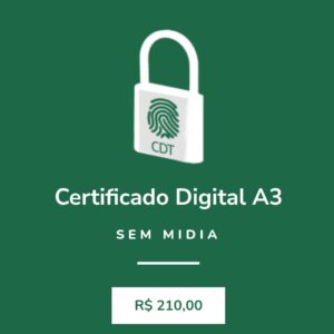 Certificado Digital A3 Sem midia (Validade 3 Anos)