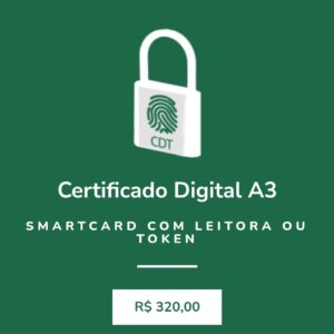 Certificado Digital A3 Smartcard com Leitora ou Token (Validade 1 Ano)