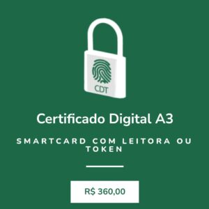 Certificado Digital A3 Smartcard com Leitora ou Token (Validade 2 Anos)