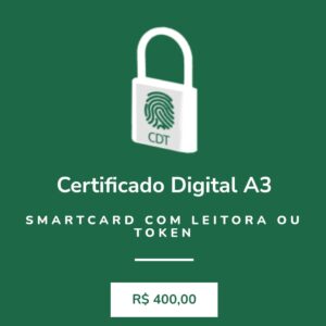 Certificado Digital A3 Smartcard com Leitora ou Token (Validade 3 Anos)